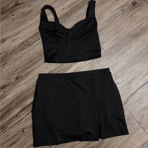 Fashion Nova Black Two-Piece Mini Skirt Set